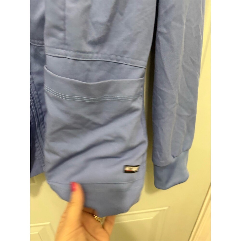 Grey's Anatomy by Barco Womens Scrub Warm-Up Jacket XL Light Blue Full Zip - Picture 4 of 10